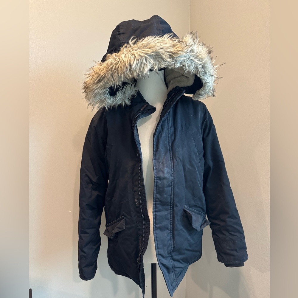 Abercrombie Kids Parka with Faux Fur Hood, Boys’ Size 9/10